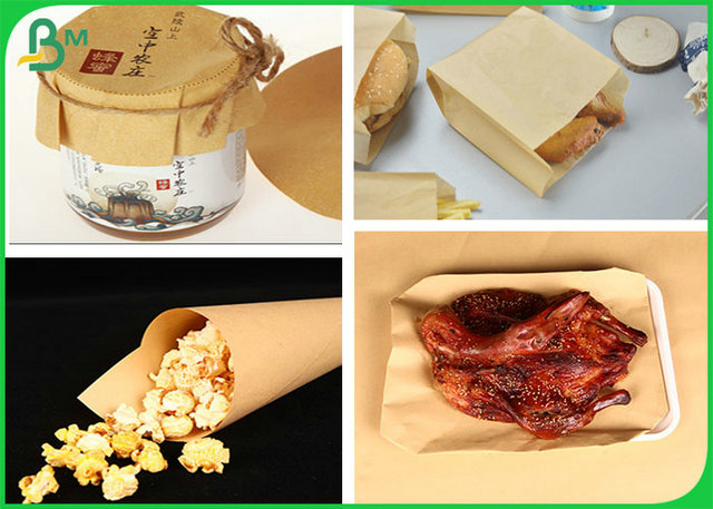 Food Grade 50GSM Light Brown Kraft Paper Roll For Packing Roast Duck Or Popcorn