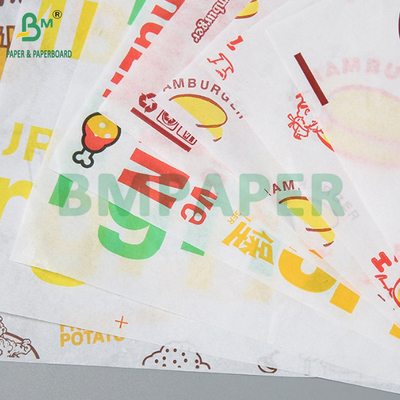 38gsm Khóa chất béo Hamburger Bao bì chất lượng thực phẩm giấy sáp in